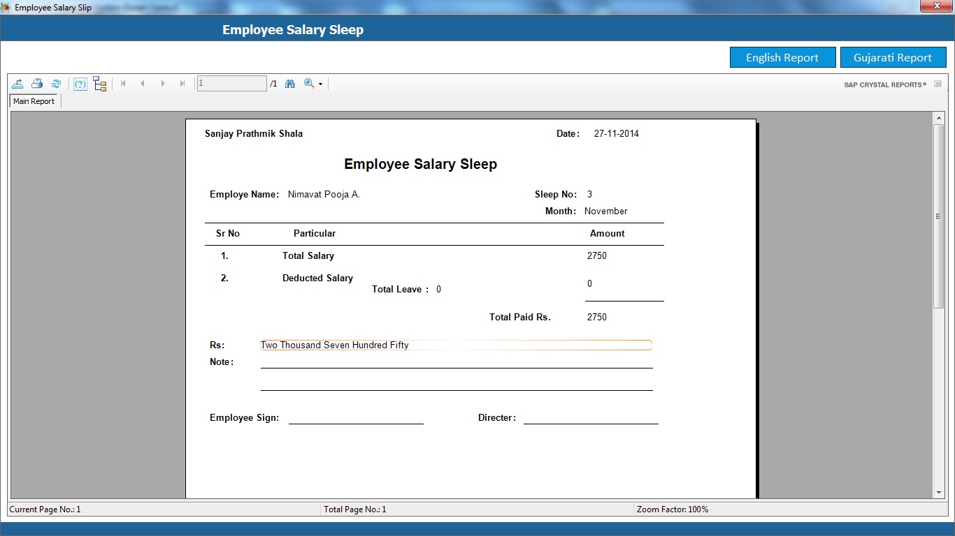 School Management System Software Employee Salary Sleep